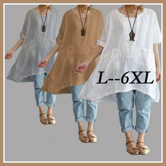 . Tops - White Asymmetric Loose Long Blouse